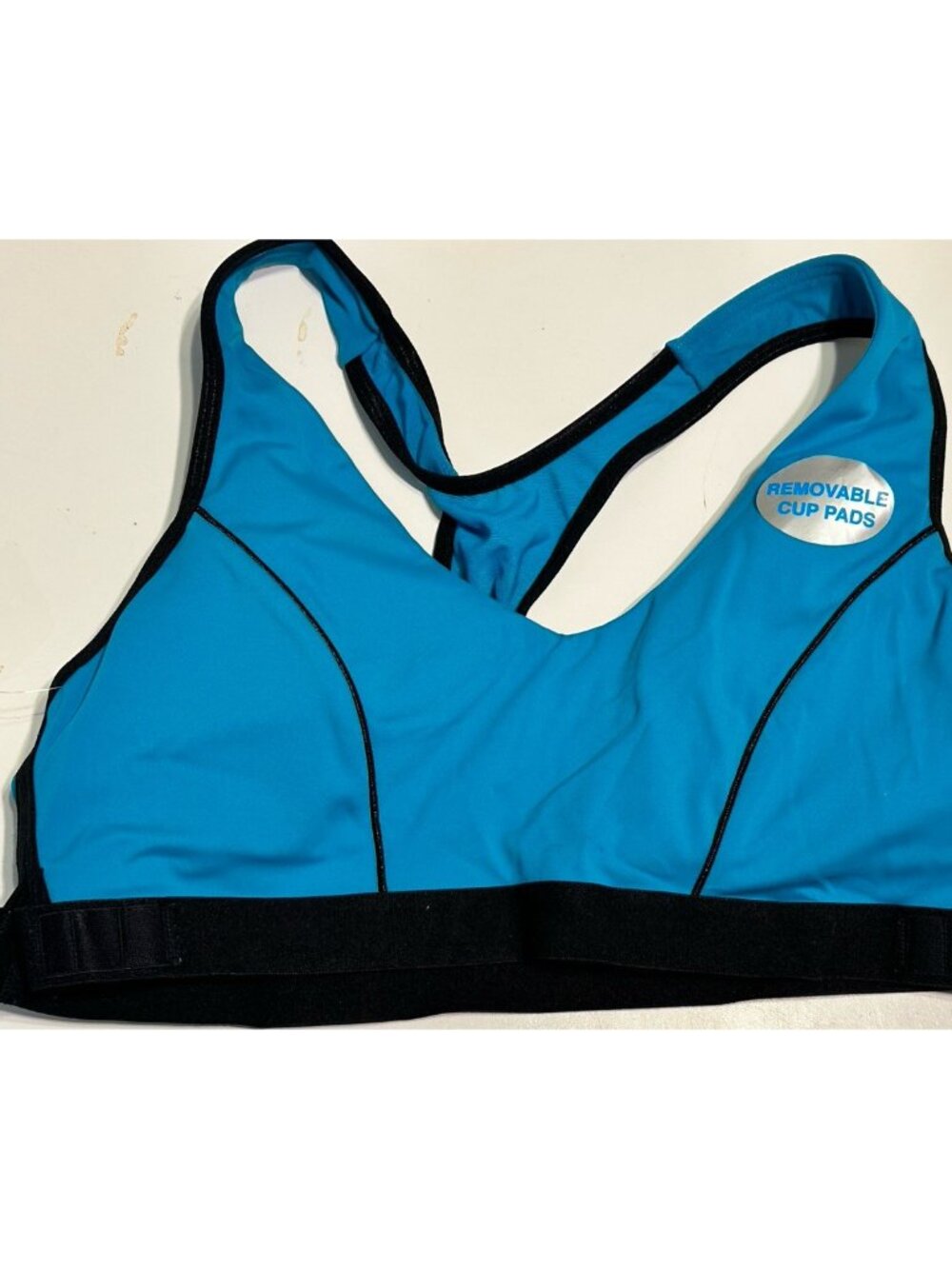 NWT Marika Sports Bra Woman Med Blue Racerback Wireless Stretch Removable Pads